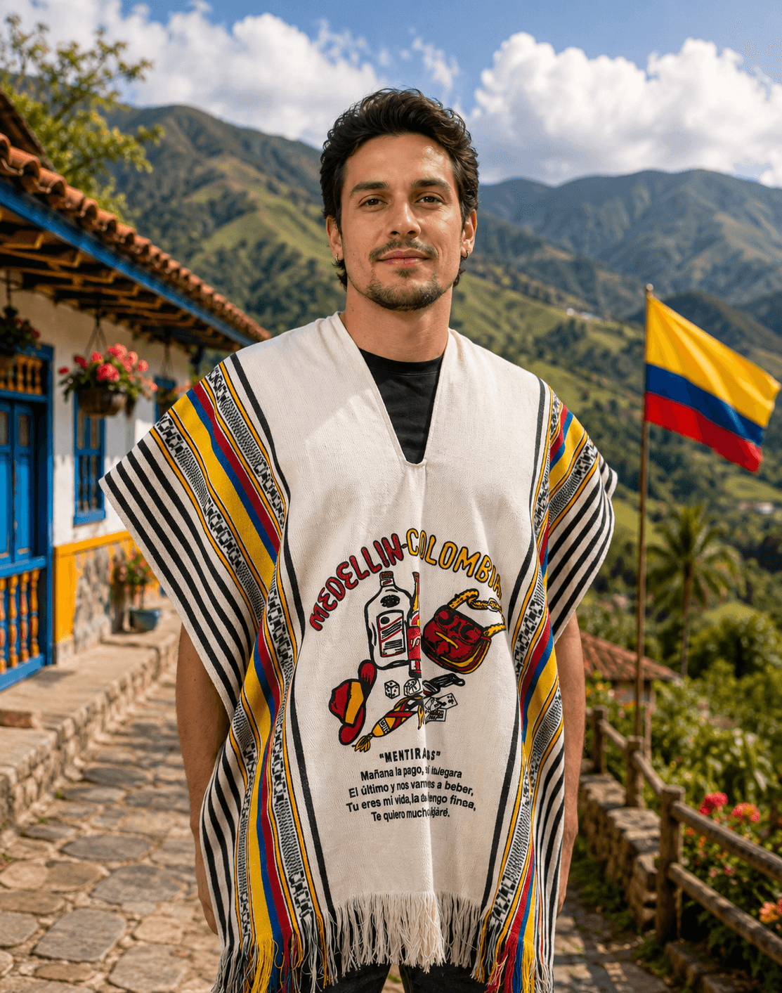 Poncho artesal "Mentiras Paisas"